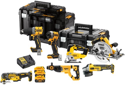 Dewalt dck706p3t | 7-teiliges Kombipaket | xr 18 Volt | 5,0 ah | Li-Ion | 3 Batterien - dck706p3t-qw