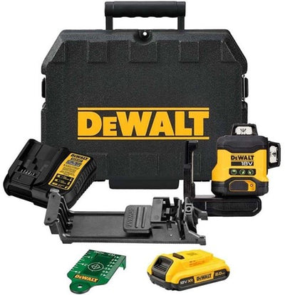 Dewalt dcle34031d1-qw selbstnivellierender Kreuzlinienlaser | 3x360° | grüner Strahl | 18 Volt | 2,0 Ah Li-Ion + Ladegerät – dcle34031d1-qw