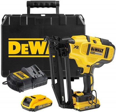 Dewalt dcn660d2 18-V-Li-Ionen-Akku-Finishing-Nagler-Set (2 x 2,0-Ah-Akku) im Koffer – 32–63 mm – 16 Gauge – bürstenlos