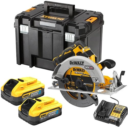Dewalt dcs573h2t-qw – Akku-Kreissäge | 18v xr bürstenlos fv adv | 190mm | c2x 5,0 Ah Power-Stack-Batterie | im Tstak-Fall dcs573h2t-qw