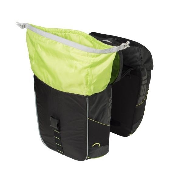 Basil Miles Double Bag - wasserdichte Doppel-Fahrradtasche, unisex, sportlich, schwarz-lime