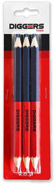 Diggers Duo-Bleistift | 17,6 cm | rot blau | 3 Stück - dig418