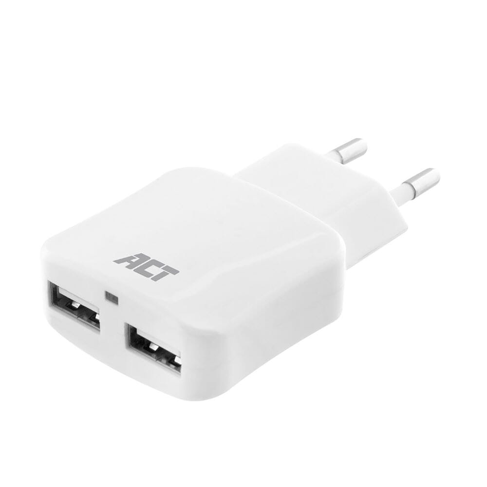 ACT USB-Ladegerät, 2-Poorts, 2,4a, 12W, IC
