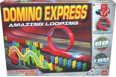 Goliath Domino Express, erstaunliches Looping-Dominostein-Champion-Rennen mit Slalomturm