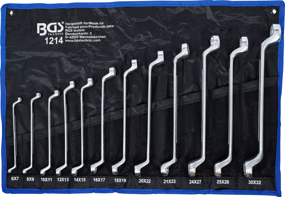 BGS Technic Doppelringschlüssel-Satz gekröpft SW 6 x 7 - 30 x 32 mm 12-tlg.