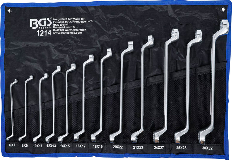 BGS Technic Doppelringschlüssel-Satz gekröpft SW 6 x 7 - 30 x 32 mm 12-tlg.