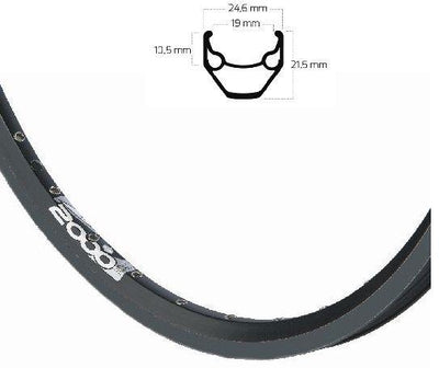 Ryde b.v. Felge 28' - 14 ZAC2000 28'-622 Disc komplett schwarz (single bushed)
