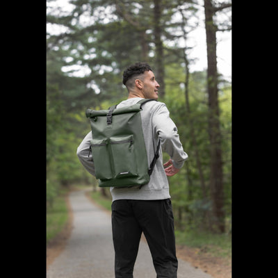 Urbanfester städtischer Rolltop -Pendler -Fahrradbeutel 20l Grün