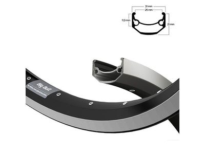 Ryde b.v. Felge 28' - 14 Bigbull 28'-622 Alu. schwarze CNC 36 GTS. db
