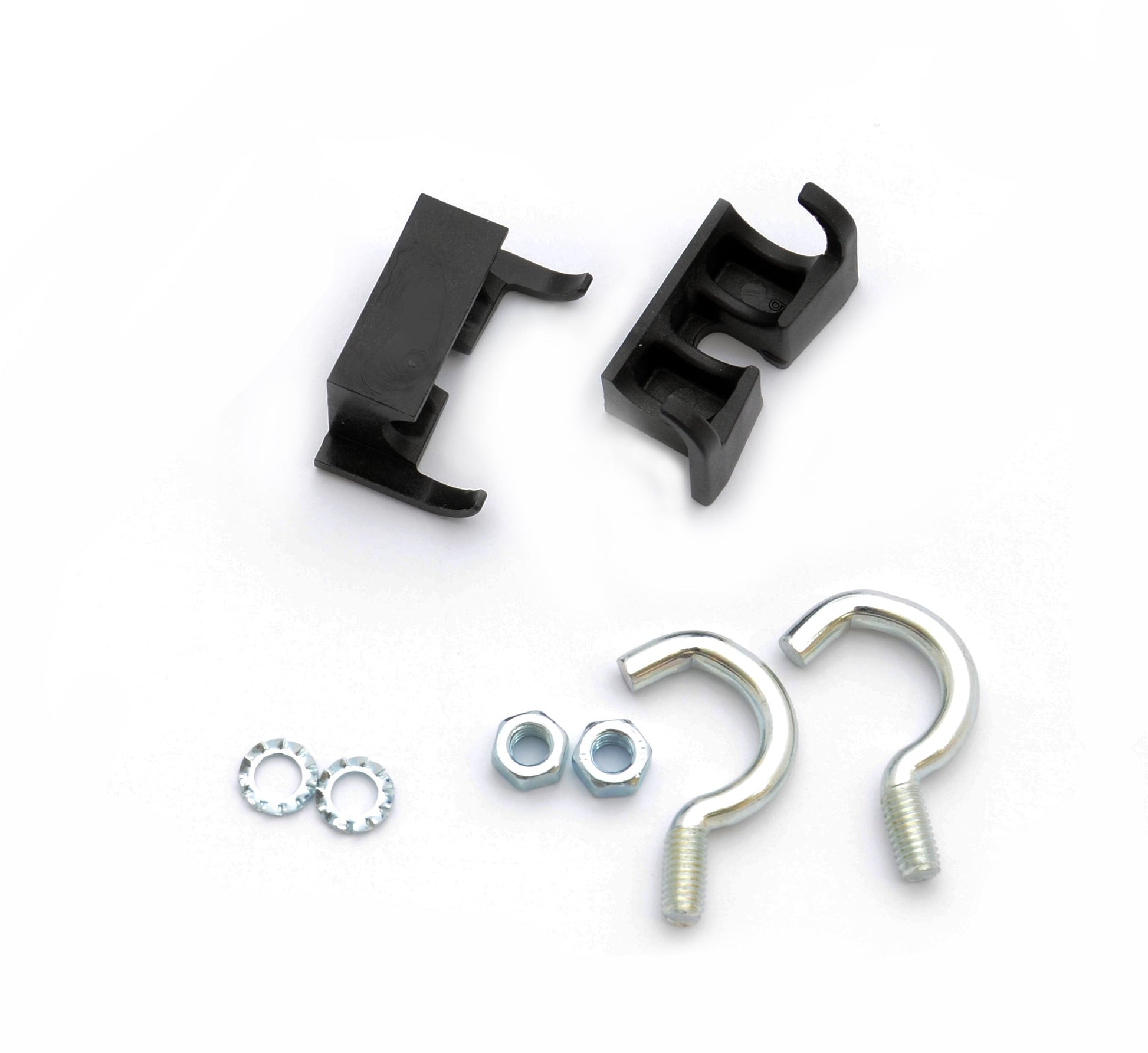 Simson Rahmenschloss-Montageset Normal – 2 Haken, 2 Klemmen, 2 Schrauben, 2 Ringe – Schwarz