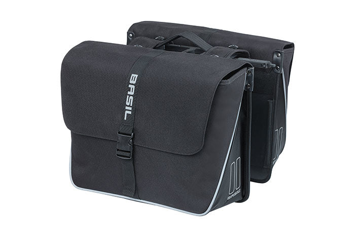 Basilikum Doppelfahrradbeutel, Wasser -Repellent, 35L, Schwarz.