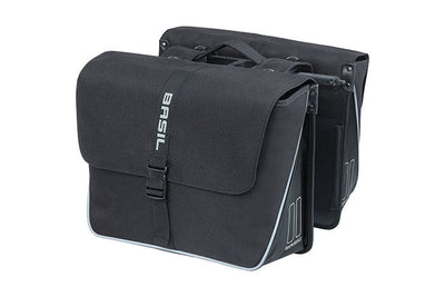Basilikum Doppelfahrradbeutel, Wasser -Repellent, 35L, Schwarz.