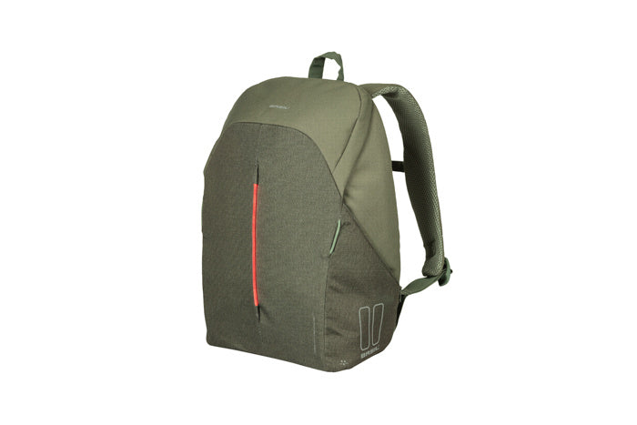 Basil B-Safe Commuter Nordlicht – Moderner Fahrradrucksack für Elektrofahrräder – 18L – Grün – Unisex – Mit LED-Beleuchtung