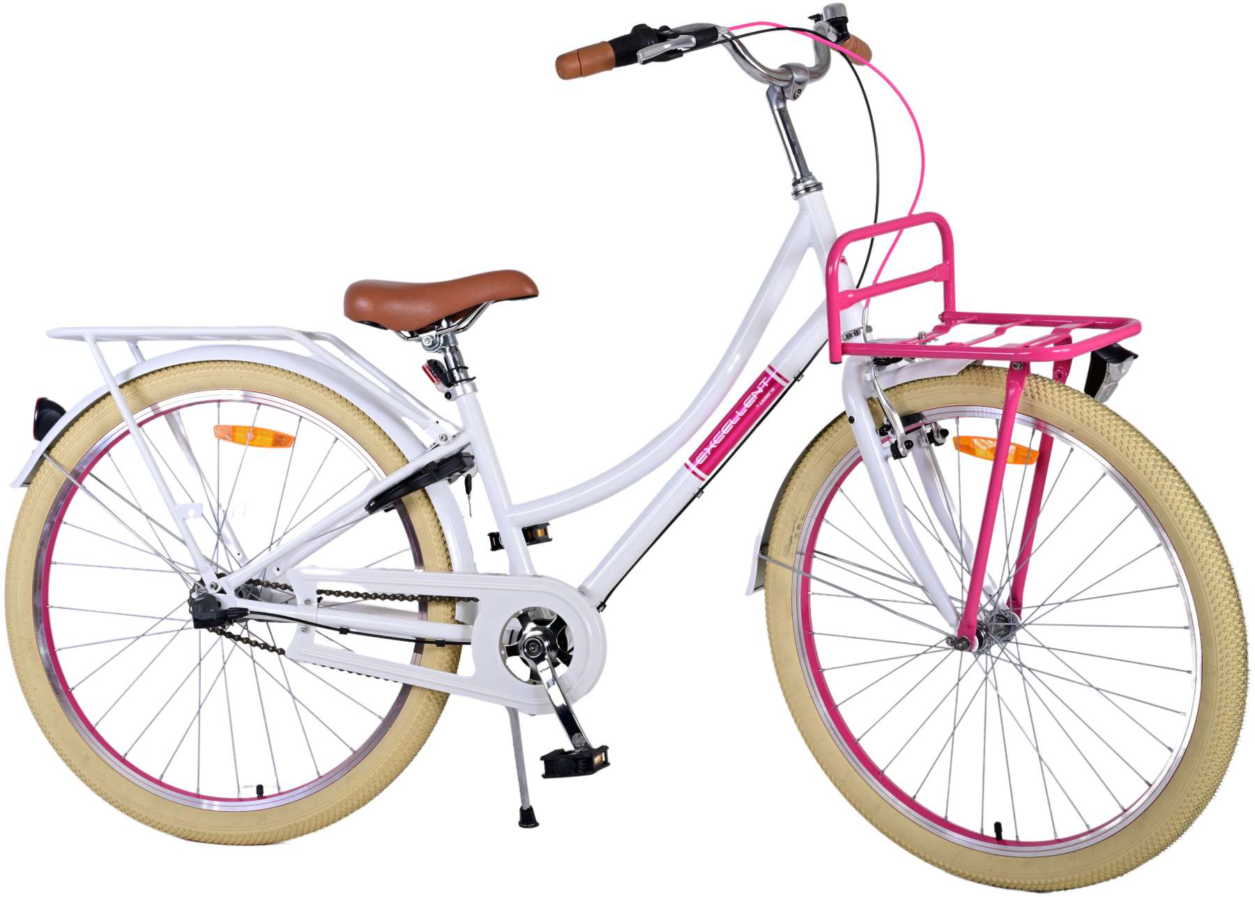 Volare Exzellente Kinderfahrrad - Mädchen - 26 Zoll - Weiß - 3 Zahnräder