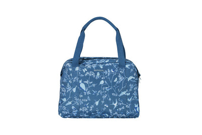 Basil Wanderlust Carry All Bag – blaue Fahrradhandtasche mit Vogelaufdruck – wasserabweisend – 18 l