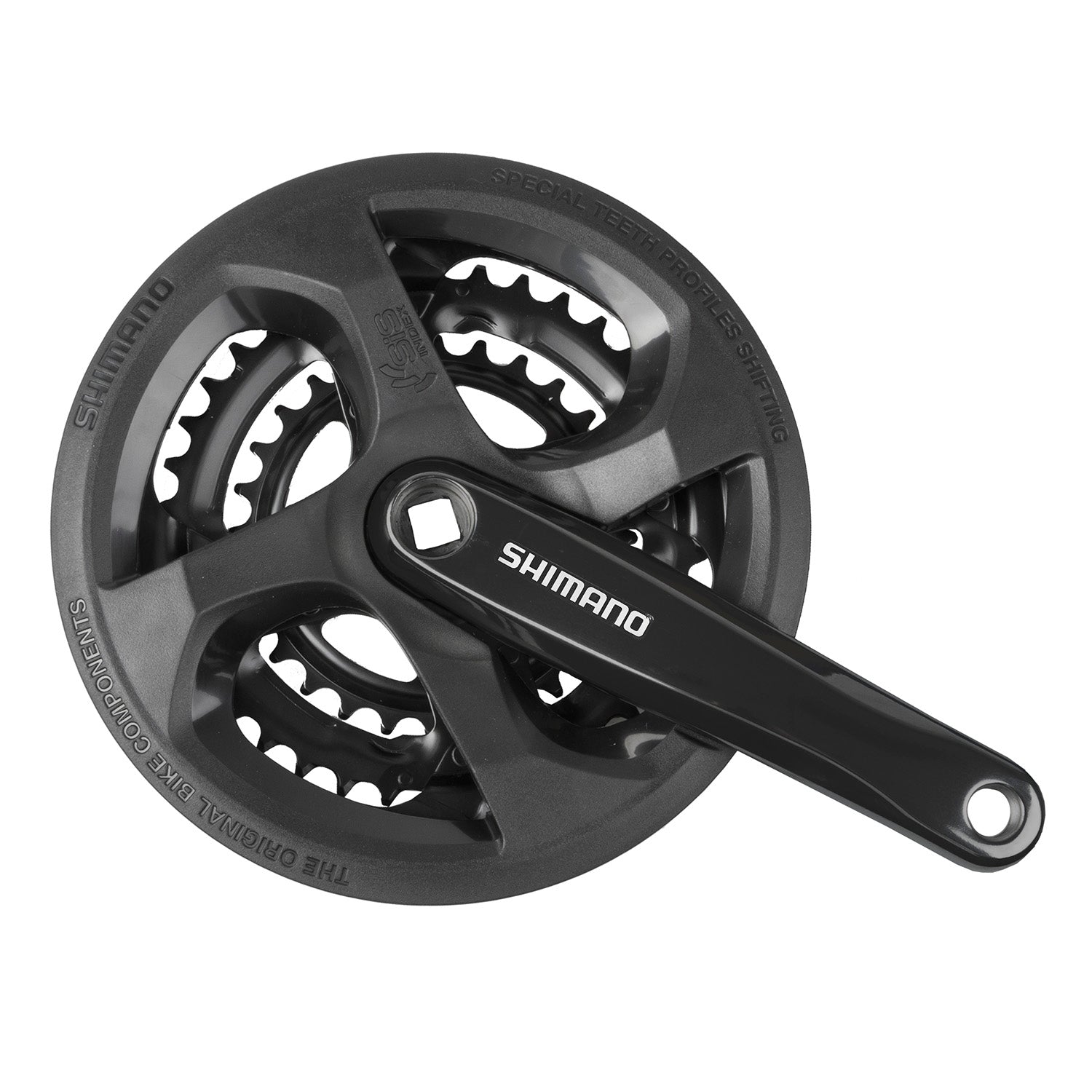 Messinglager Shimano FC-TY301 Tourney Ritzelsatz 6 7 8 spd. 170mm. 48 38 28 schwarz (-6mm tief)