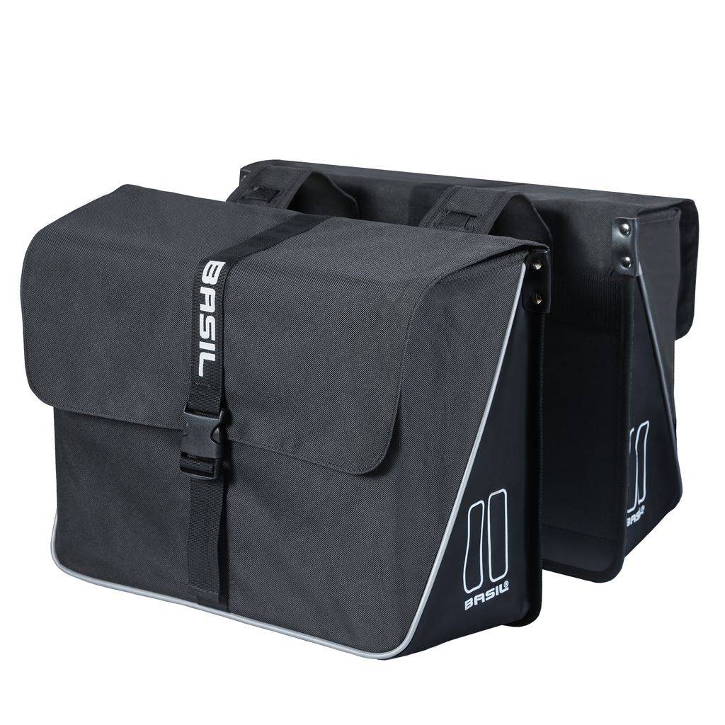 Basil Forte doppelte Fahrradtasche, schwarz schwarz, wasserabweisend, 35L