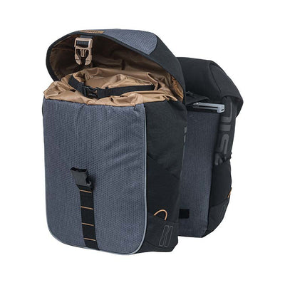 Basil Miles Double Bag - Doppelte Fahrradtasche, unisex, sportlich, 34L, wasserdicht, schwarz