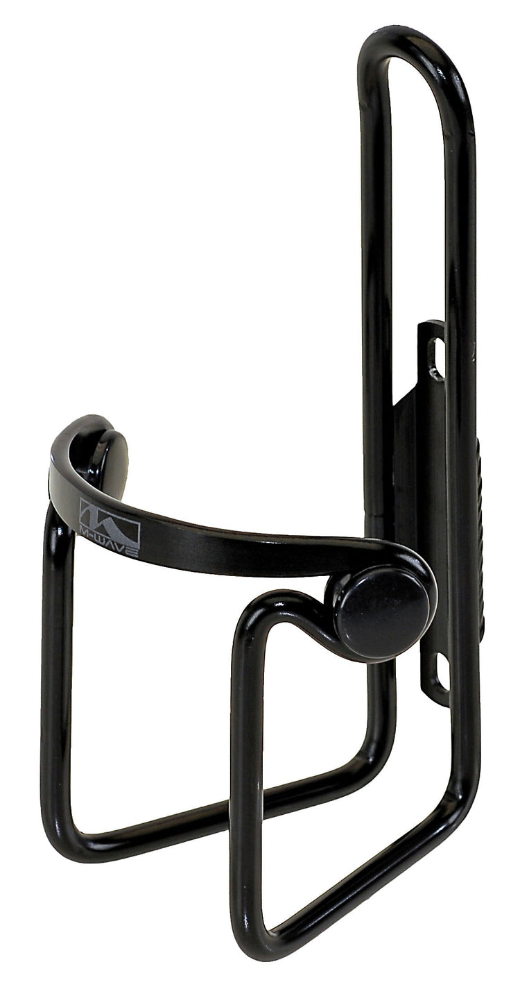 Messing Schlager m-Wave Flaschenhalter Aluminium schwarz mit Schutzkappen