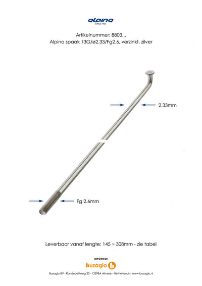 Alpina 13G (2,34 mm) 282 mm Zink (P36)