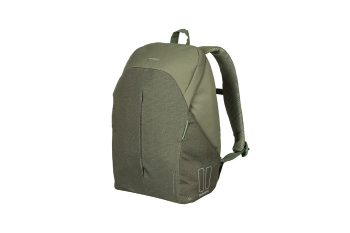 Basil B-Safe Commuter Nordlicht – Moderner Fahrradrucksack für Elektrofahrräder – 18L – Grün – Unisex – Mit LED-Beleuchtung