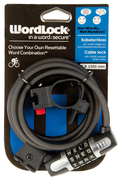 Messinggelagertes Worldlock-Kabel mit „Briefschloss“ 8 mm. x 150 cm.