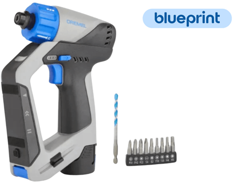 Dremel Blueprint 12V bürstenloser 3-in-1-Schraubbohrer DD12 | 12 V 2,0 Ah Akku + Schnellladegerät + 9 Schraubbits – f013dd12ja