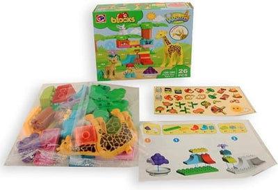 Jonotoys Blöcke Bausteine ​​mit 3 Zoo -Tieren und Pflegekraft