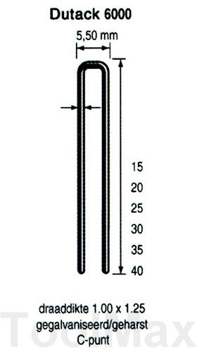 Dutack 5,5 mm Heftklammer | 20mm | 5000 Stück - 5028029