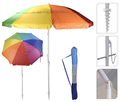 Grill-Strandschirm in Regenbogenfarben, 220 cm