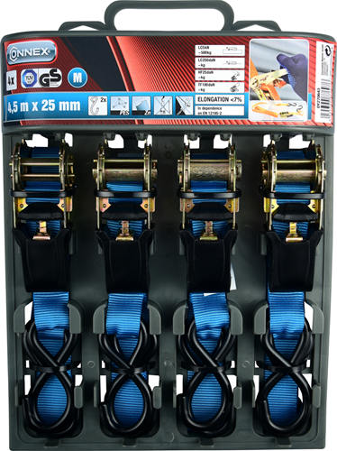 Connex-Set mit 4 Spanngurten, 4,5 m, Ratsche, 500 kg – dy270643