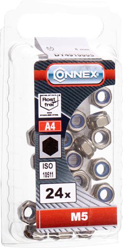 Connex-Sicherungsmutter + Nylonring M5 24 Stück Edelstahl-A4 – DY4910005