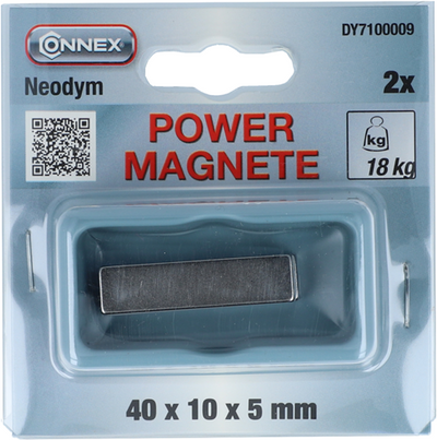 Connex-Magnet Neodym, quadratisch, 40 x 10 x 5, 2 Stück, 18 kg – dy7100009