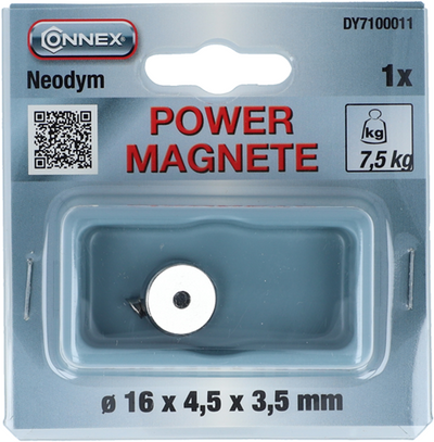 Connex Magnet Neodym rund 16x4x3 7,5kg - dy7100011