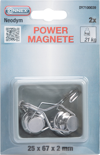 Connex-Magnet Neodym-Haken 25 mm 21 kg 2 Stück – dy7100039