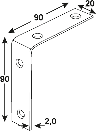 Connex gebogenes Quadrat 90x90x20 BVZ - dyb2004071
