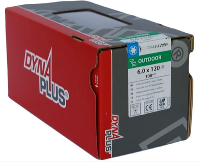 Dynaplus Konstruktionsschraube Ar-Beschichtung Flachkopf Teilgewinde + Schneidspitze Torx Tx30 6,0x120 70 | 100 Stück - 0281.08.50801