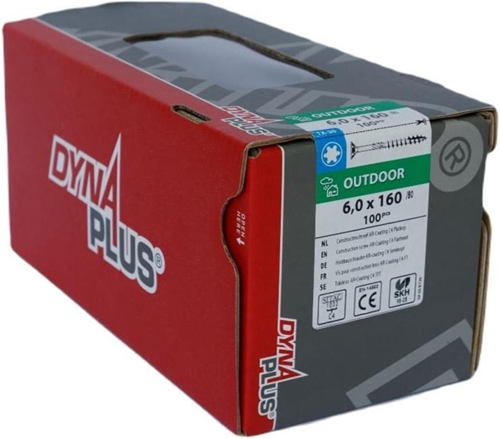 Dynaplus Konstruktionsschraube Ar-Beschichtung Flachkopf Teilgewinde + Schneidspitze Torx Tx40 8,0x90 45 | 50 Stück - 0281.08.62501