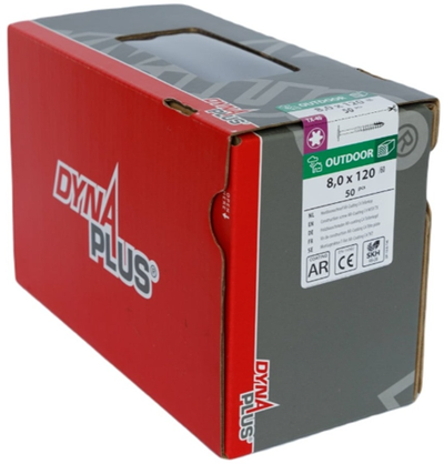 Dynaplus Holzbauschraube AR-Bronze Senkkopf Teilgewinde + Schneidspitze Torx Tx40 8,0x120 70 | 50 Stück - 0286.08.62801