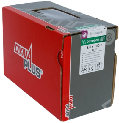 Dynaplus Holzbauschraube AR-Bronze Senkkopf Teilgewinde + Schneidspitze Torx Tx40 8,0x140 70 | 50 Stück - 0286.08.63001