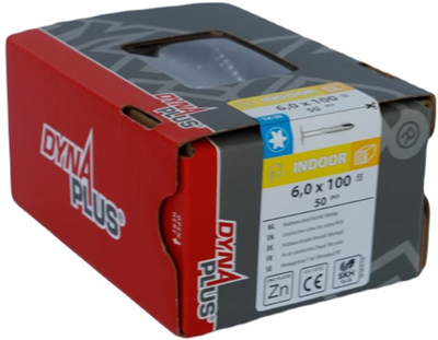 Dynaplus verzinkte Holzbauschraube Gegenkopf Teilgewinde + Schneidspitze Torx Tx30 6,0x100 55 | 50 Stück - 0286.01.50601