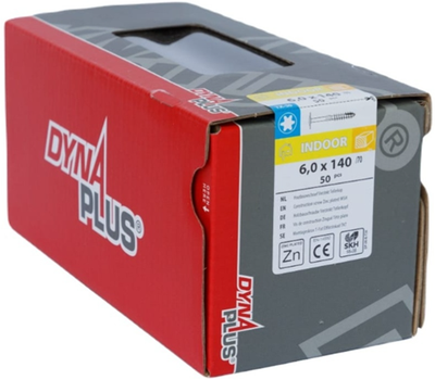 Dynaplus Holzbauschraube verzinkt Gegenkopf Teilgewinde + Schneidspitze Torx Tx30 6,0x140 70 | 50 Stück - 0286.01.51001