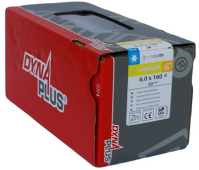 Dynaplus Holzbauschraube verzinkt Gegenkopf Teilgewinde + Schneidspitze Torx Tx30 6,0x160 80 | 50 Stück - 0286.01.51201