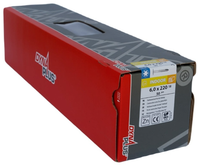 Dynaplus verzinkte Holzbauschraube Gegenkopf Teilgewinde + Schneidspitze Torx TX30 6,0x220 100 | 50 Stück - 0286.01.52001