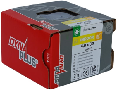 Dynaplus verzinkte Holzbauschraube Gegenkopf Vollgewinde + Schneidspitze Torx TX20 ​​4,0x30 | 200 Stück - 0286.01.25201