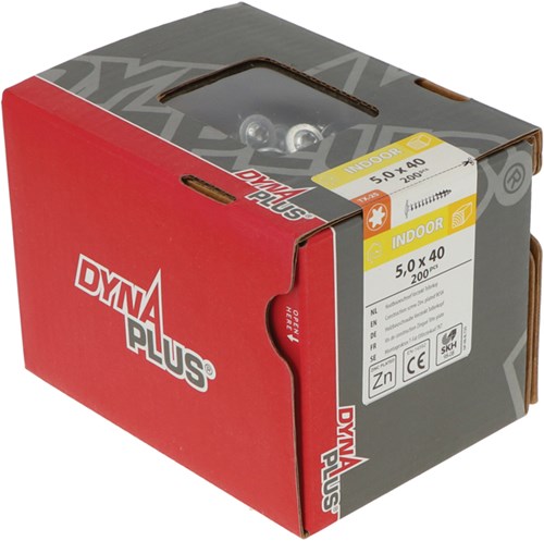 Dynaplus verzinkte Holzbauschraube Gegenkopf Vollgewinde + Schneidspitze Torx TX25 5,0x40 | 200 Stück - 0286.01.41601
