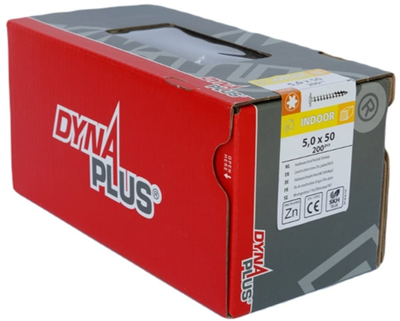 Dynaplus verzinkte Holzbauschraube Gegenkopf Vollgewinde + Schneidspitze Torx TX25 5,0x50 | 200 Stück - 0286.01.41901