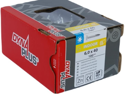 Dynaplus verzinkte Holzbauschraube Gegenkopf Vollgewinde + Schneidspitze Torx TX30 6,0x40 | 100 Stück - 0286.01.49601