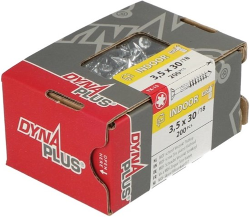 Dynaplus MDF-Schraube verzinkt Flachkopf Teilgewinde-75° Torx Tx15 3,5x30 18 | 200 Stück - 0287.01.17201