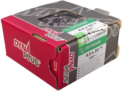 Dynaplus Uni-Schraube Spanplattenschraube Ar-Beschichtung Flachkopf Teilgewinde Torx Tx20 4,0x30 18 | 200 Stück - 0281.08.25202